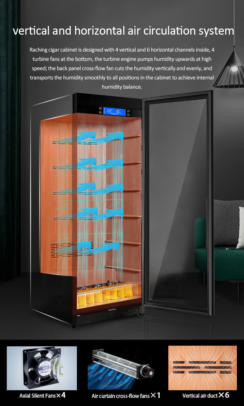 Raching CS600 – Dual-Door Wine Cooler & Electronic Cigar Humidor Cabinet (Wine + Cigars)