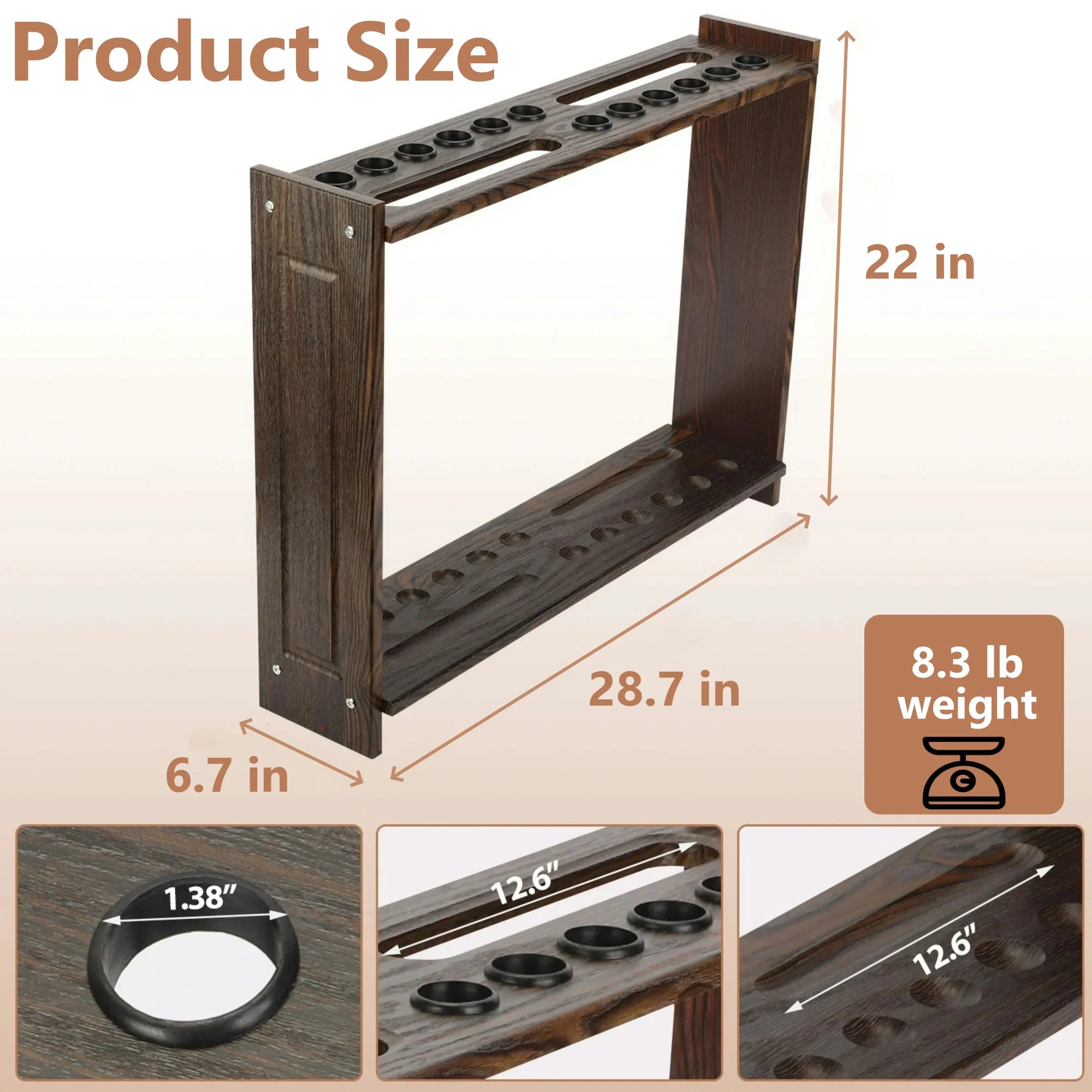 Billiard Pool Cue Holder, Floor Stand Billiard Pool Cue Rack, Wooden Stick Rack, 12 Holes