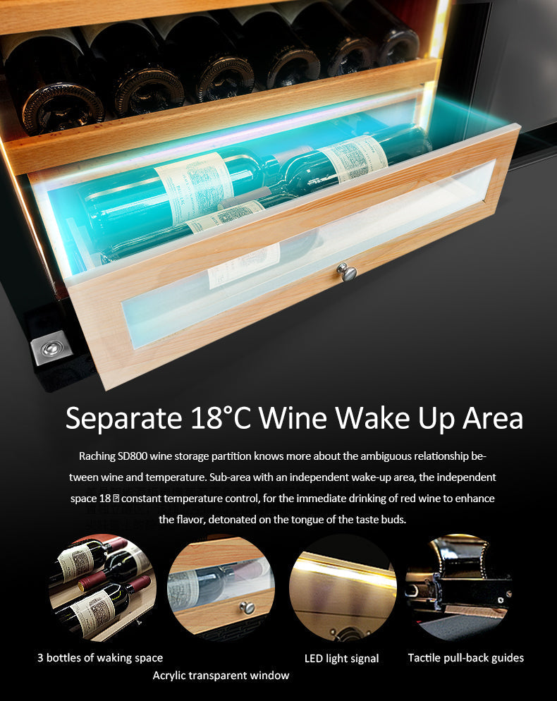 Raching CS600 – Dual-Door Wine Cooler & Electronic Cigar Humidor Cabinet (Wine + Cigars)