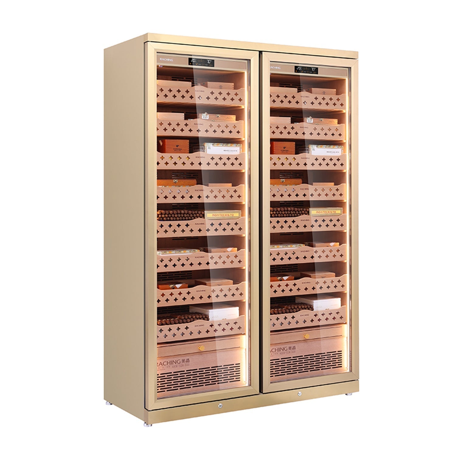 Raching CD1200 – Smart Dual-Door Cigar Humidor & Wine Cooler (Premium Stainless Steel)