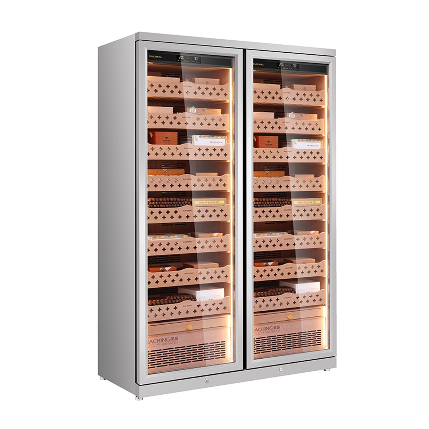Raching CD1200 – Smart Dual-Door Cigar Humidor & Wine Cooler (Premium Stainless Steel)