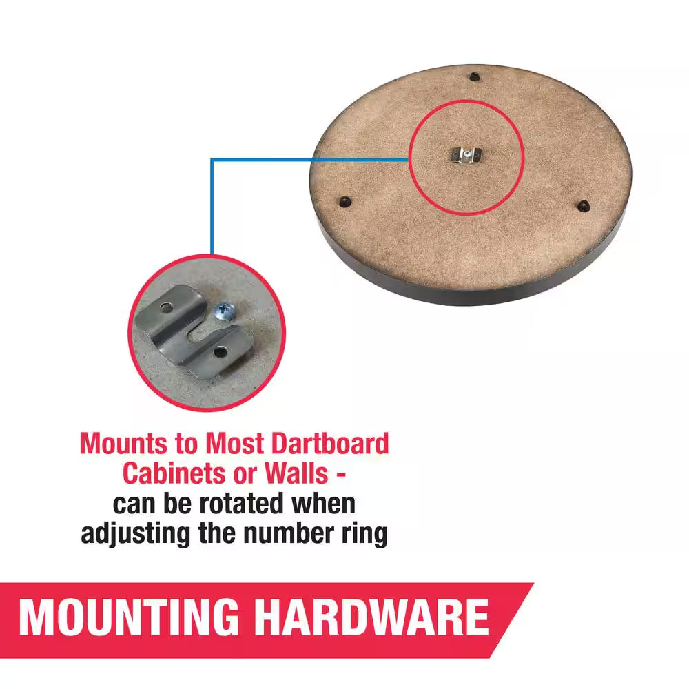 18-In Sisal Dartboard with Staple-Free Bullseye and Steel Tip Dart Set