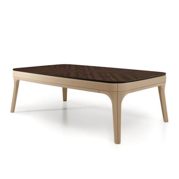 The Morris Modern Slate Leather Pool Table By White Billiards - Oatmeal Leather - Makassar Wood Rails