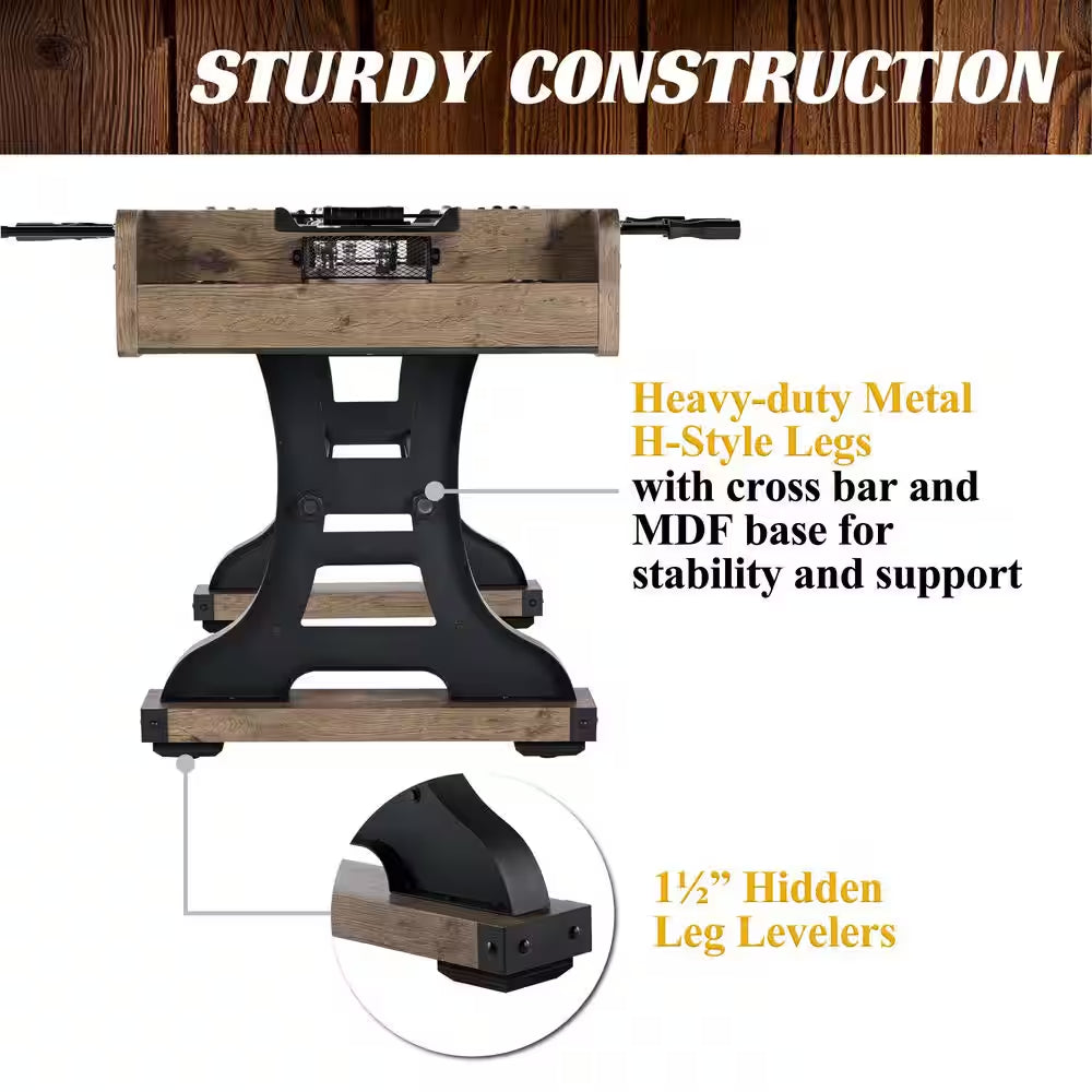 58 In. Coventry Foosball Table, Durable Metal Legs and Stylish Design with Tabletop Sports Soccer Balls