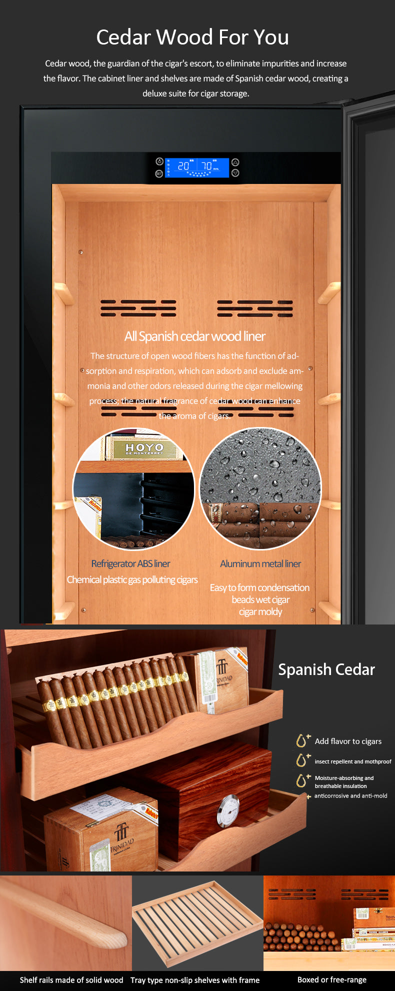 Raching CS600 – Dual-Door Wine Cooler & Electronic Cigar Humidor Cabinet (Wine + Cigars)