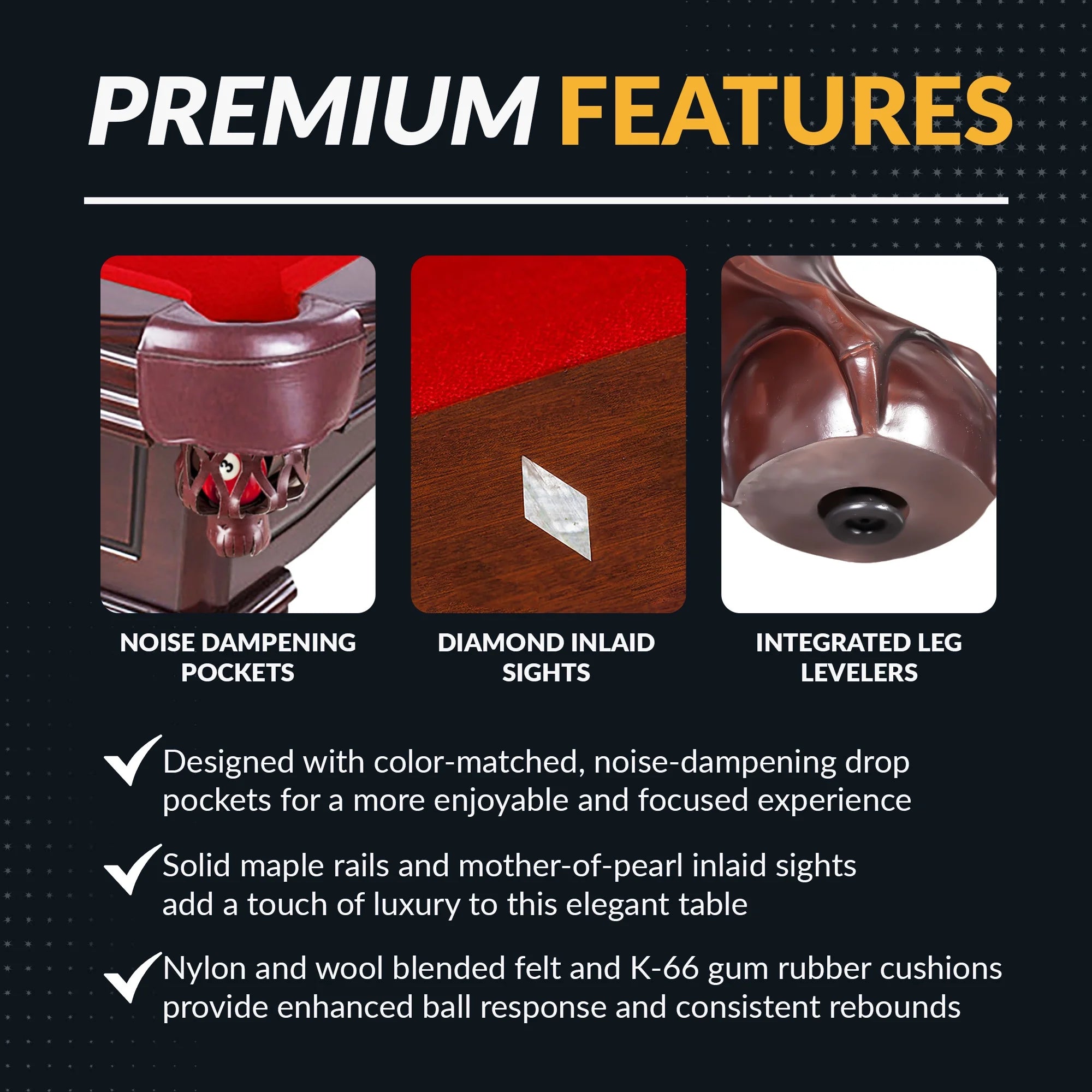 Augusta 8-Ft Pool Table - Mahogany Finish with Red Felt