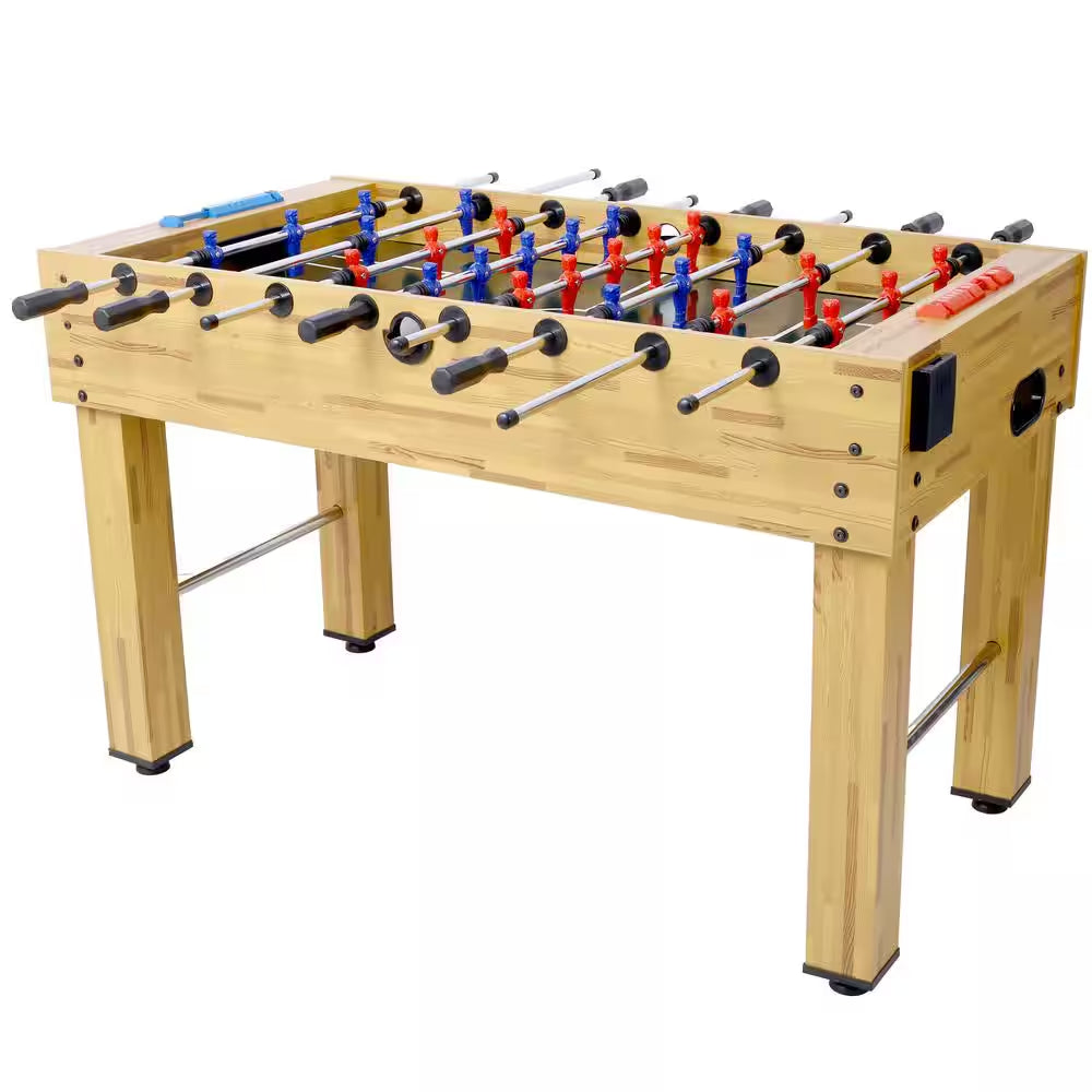 54 In. Hurricane Foosball Table for Family Game Rooms with Light Cherry Finish, Analog Scoring and Free Accessories