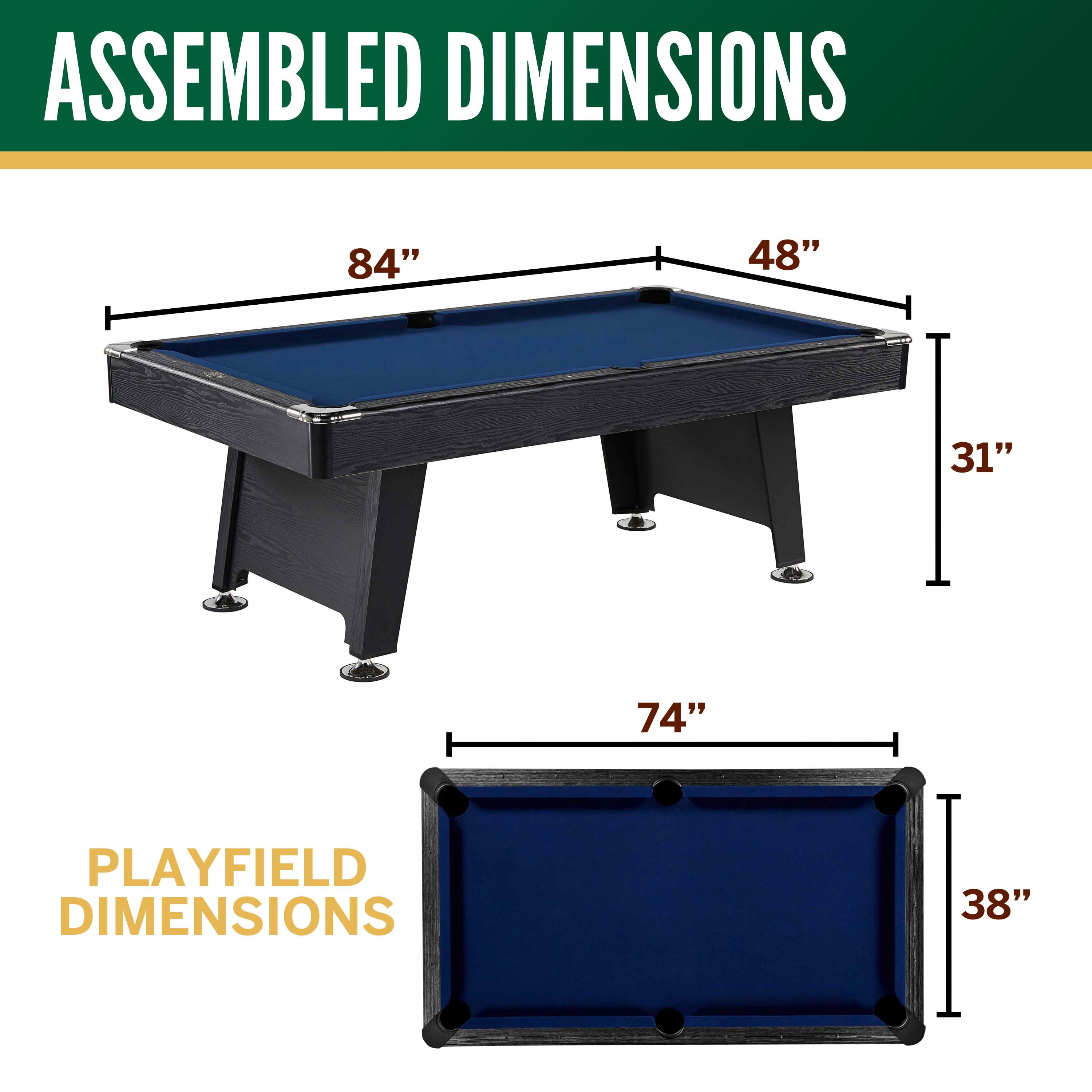 7 Ft Arcade Billiard Table with Pool Ball and Cue Stick Set (84 in X 48 In)