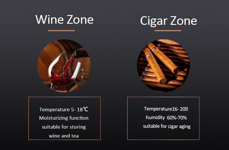 Raching CS600 – Dual-Door Wine Cooler & Electronic Cigar Humidor Cabinet (Wine + Cigars)