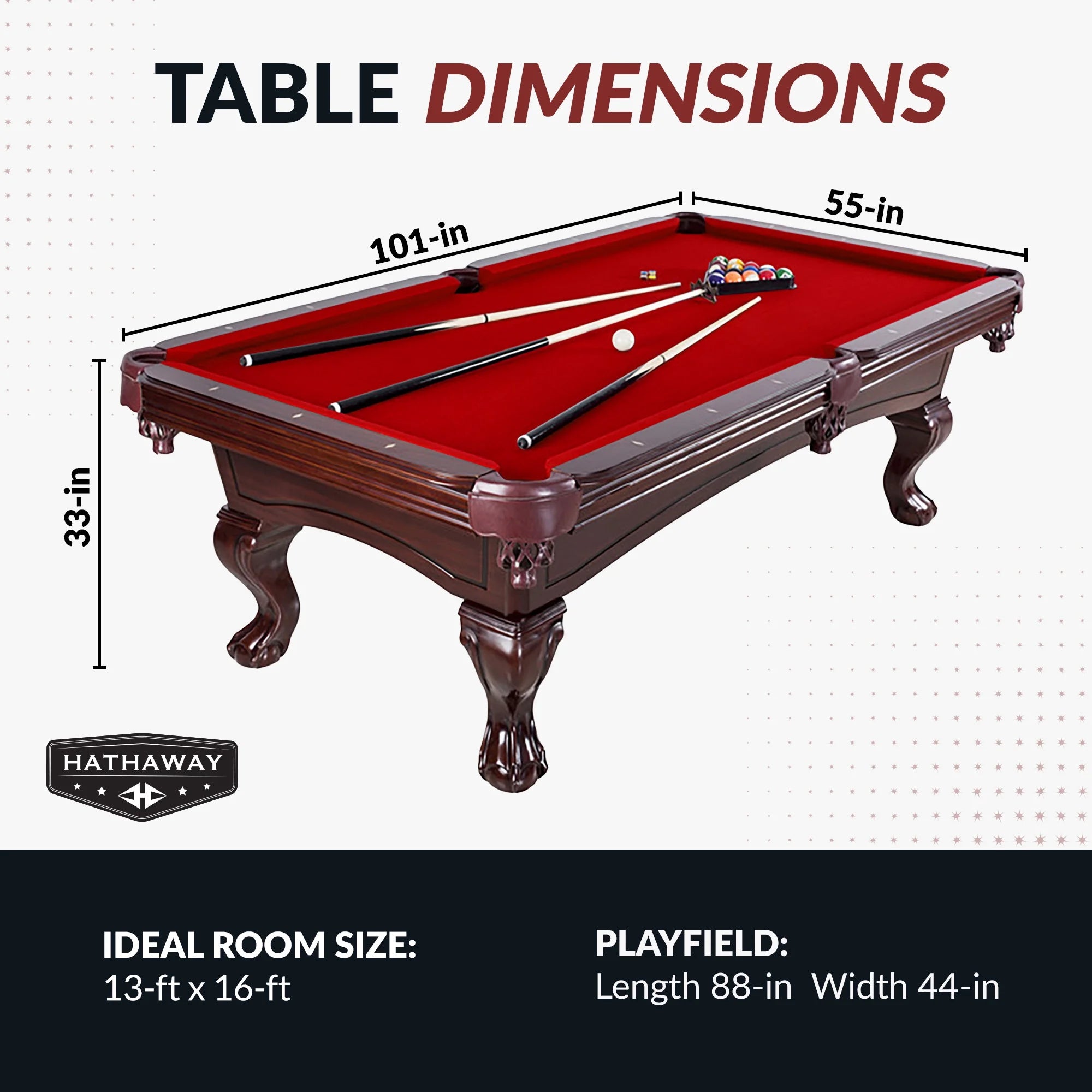 Augusta 8-Ft Pool Table - Mahogany Finish with Red Felt