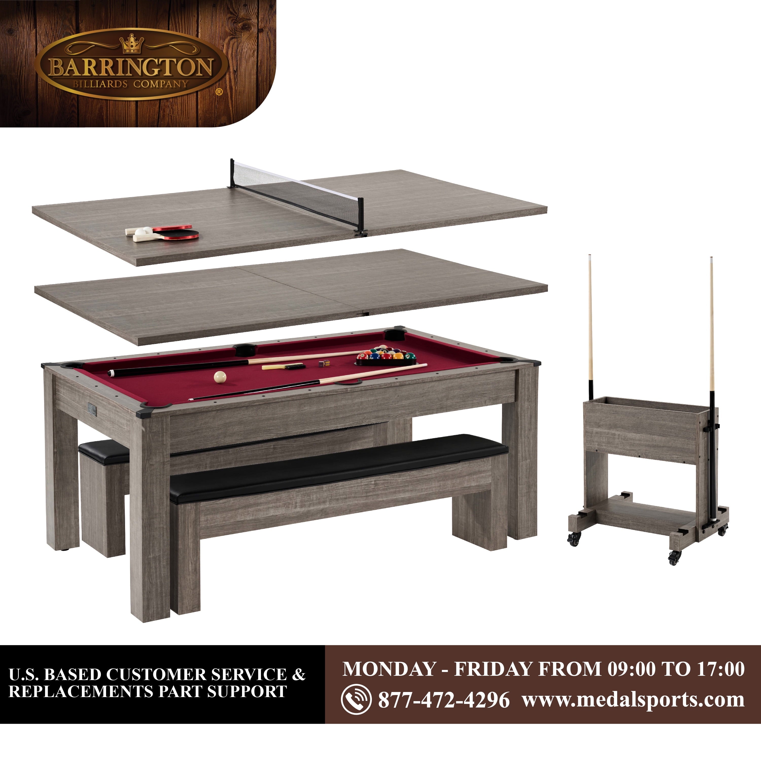 6 Ft 3 in 1 Pool Table with Table Tennis and Dining Table Conversion Top, Includes All Accessories, by