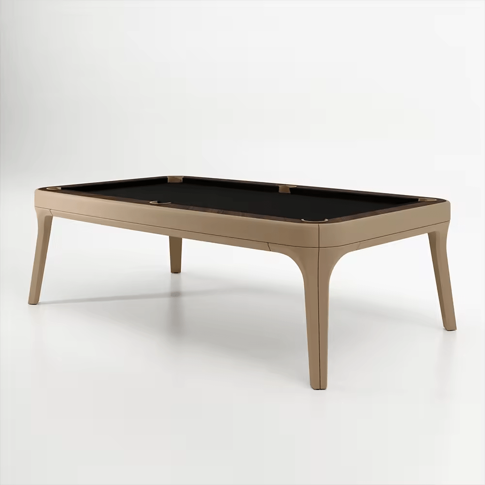 The Morris Modern Slate Leather Pool Table By White Billiards - Oatmeal Leather - Makassar Wood Rails