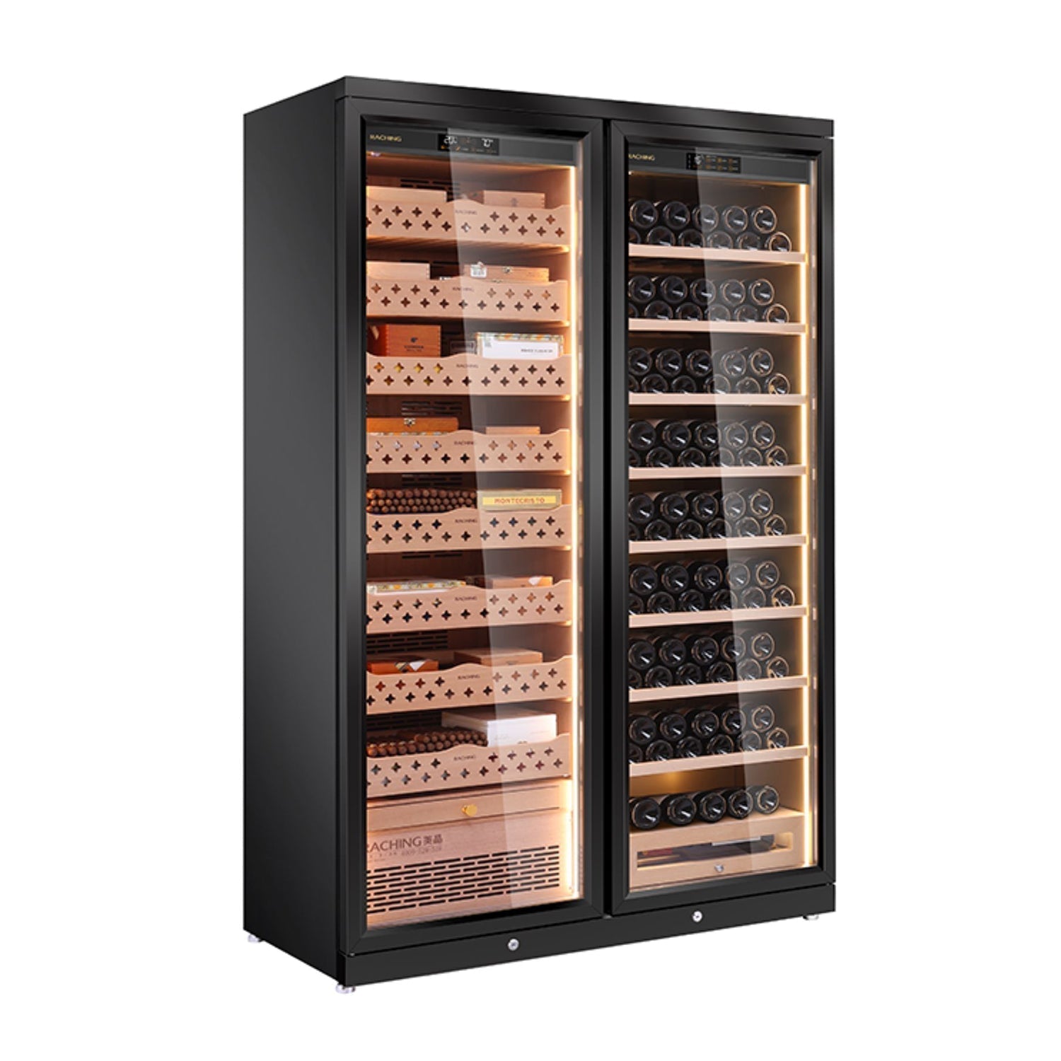 Raching CD1200 – Smart Dual-Door Cigar Humidor & Wine Cooler (Premium Stainless Steel)