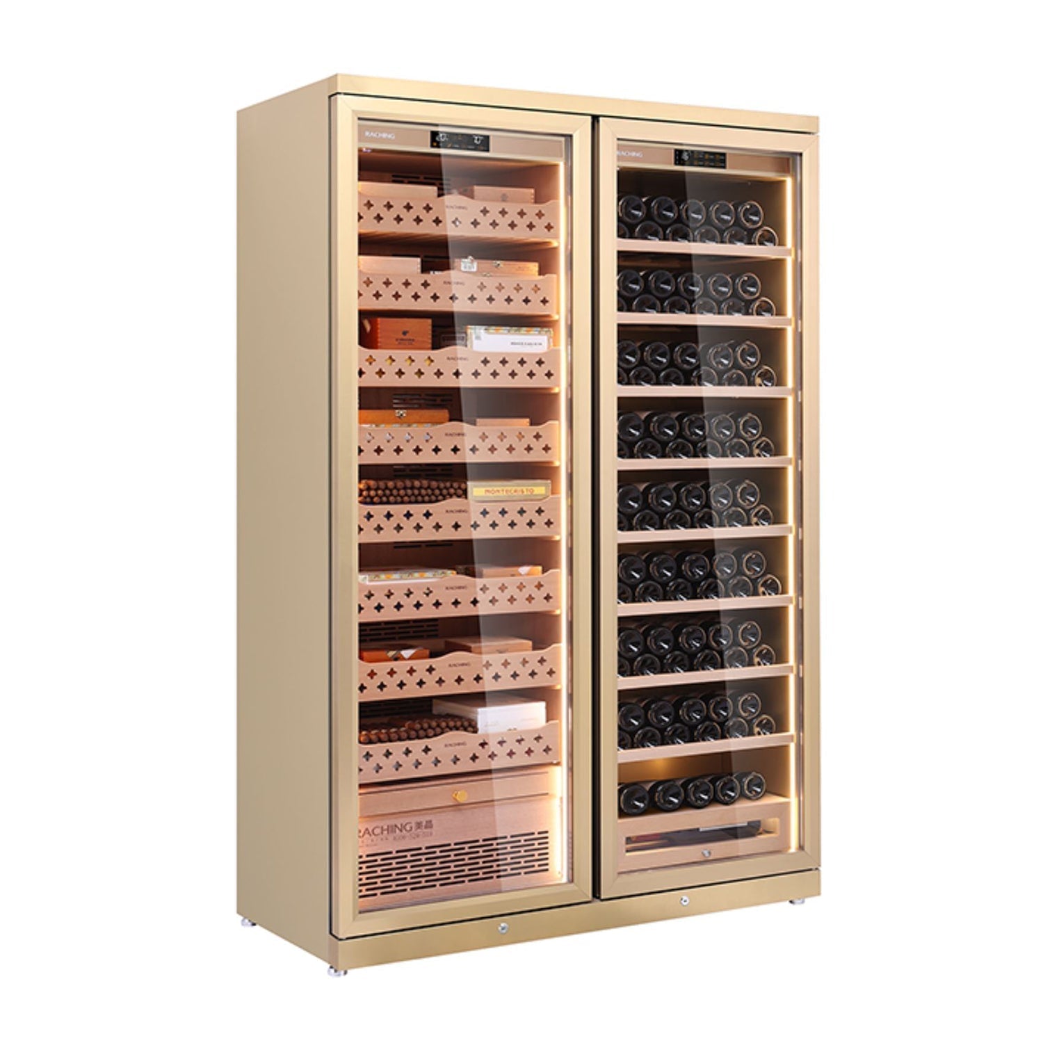 Raching CD1200 – Smart Dual-Door Cigar Humidor & Wine Cooler (Premium Stainless Steel)