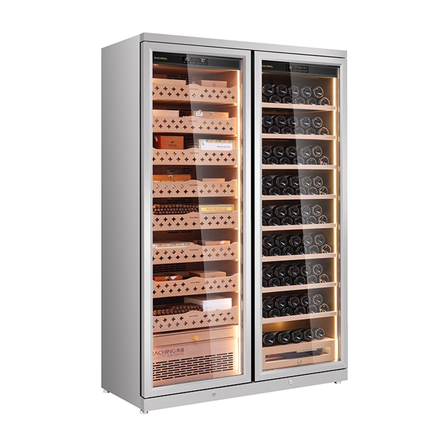 Raching CD1200 – Smart Dual-Door Cigar Humidor & Wine Cooler (Premium Stainless Steel)