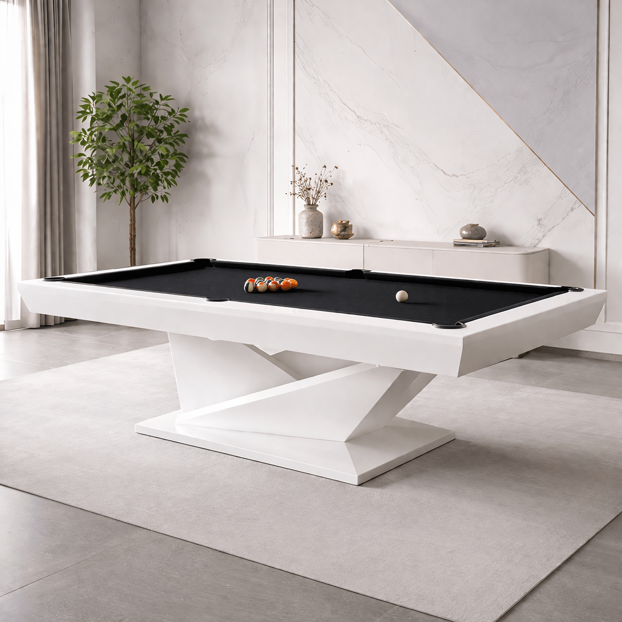 White Billiards Kyoto Modern Slate Pool Table