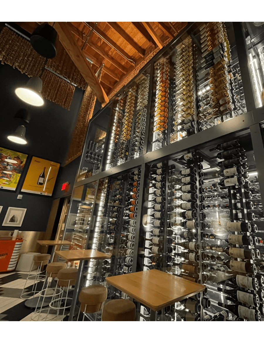 Ultra Wine Racks & Cellars Floor-to-Ceiling Mounted Wine Rack Display – 2-Sided (42 Bottles)