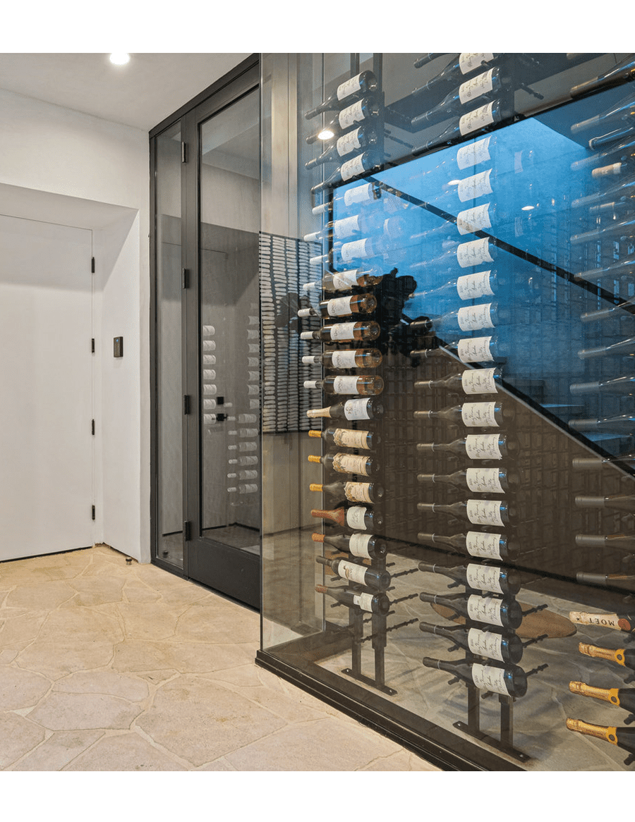Ultra Wine Racks & Cellars Floor-to-Ceiling Mounted Wine Rack Display – 2-Sided (42 Bottles)