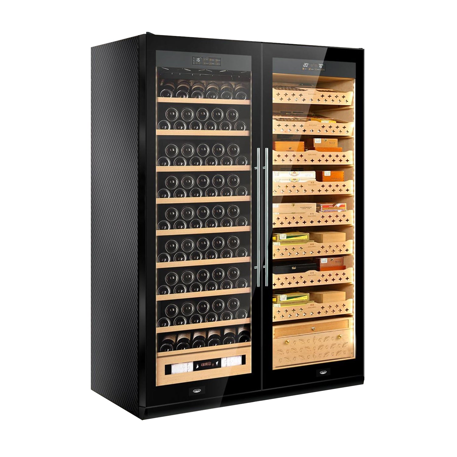 Raching SD800 – Smart Dual-Door Humidor & Wine Cooler (Cigars + Wine Combo)