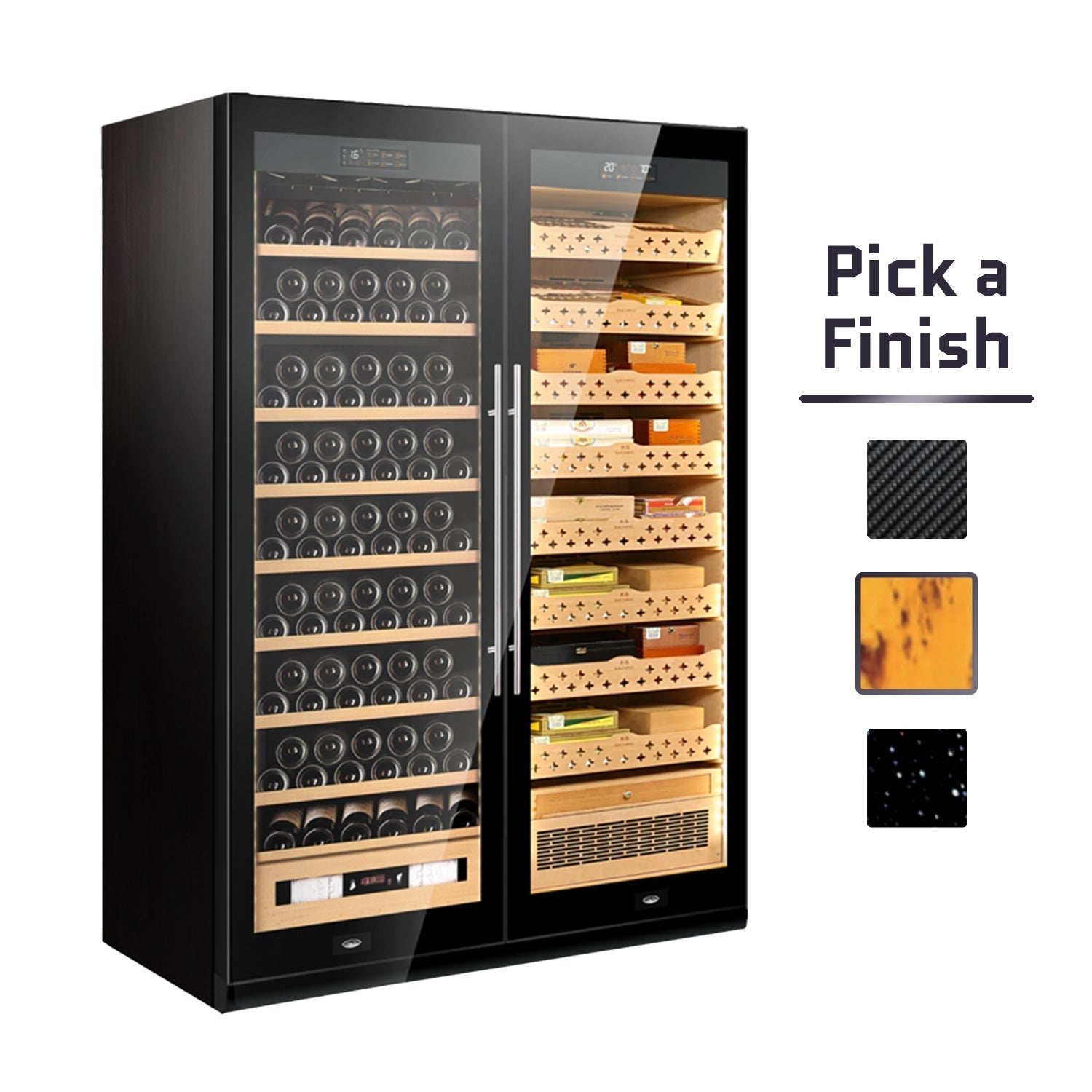 Raching SD800 – Smart Dual-Door Humidor & Wine Cooler (Cigars + Wine Combo)