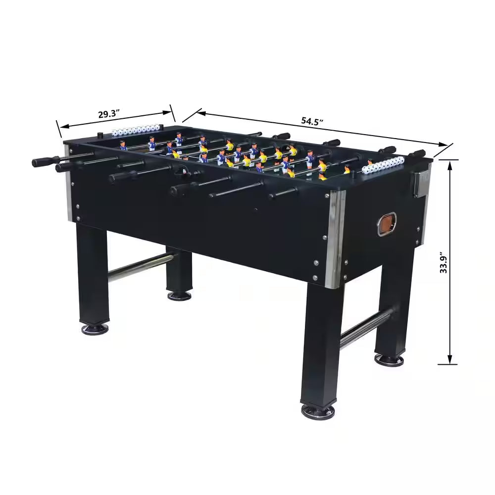 Black Foosball Table Soccer Game Table, Sturdy Football Table with Balls, with Cup Holder & Leg Levelers