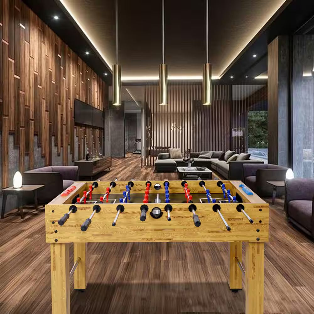 54 In. Hurricane Foosball Table for Family Game Rooms with Light Cherry Finish, Analog Scoring and Free Accessories