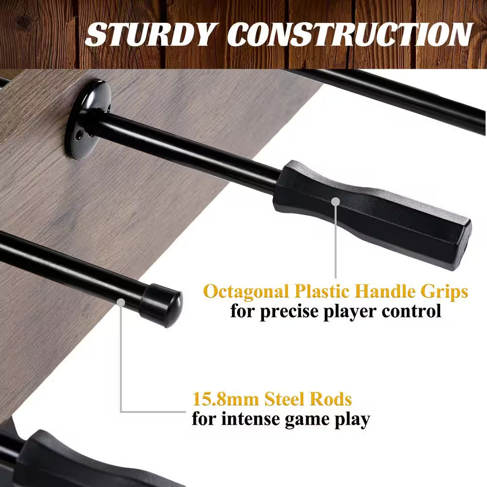 58 In. Coventry Foosball Table, Durable Metal Legs and Stylish Design with Tabletop Sports Soccer Balls