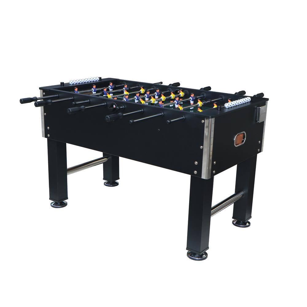 Black Foosball Table Soccer Game Table, Sturdy Football Table with Balls, with Cup Holder & Leg Levelers