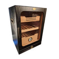 11 In. X 9.72 In. X 15.8 In. Black Desktop Cigar Humidor Cabinet Light Control System, with Spanish Cedar Wood Shelves