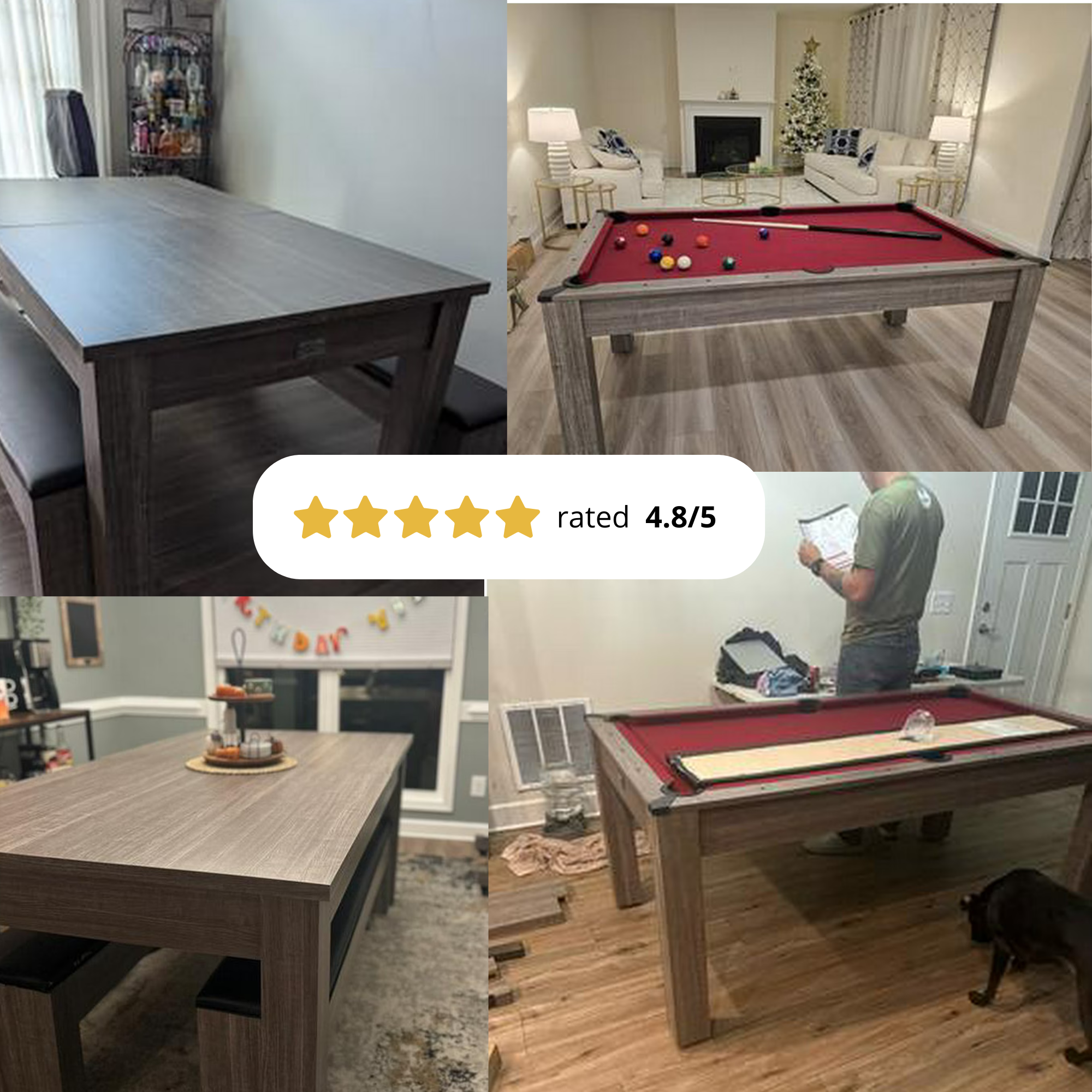 6 Ft 3 in 1 Pool Table with Table Tennis and Dining Table Conversion Top, Includes All Accessories, by