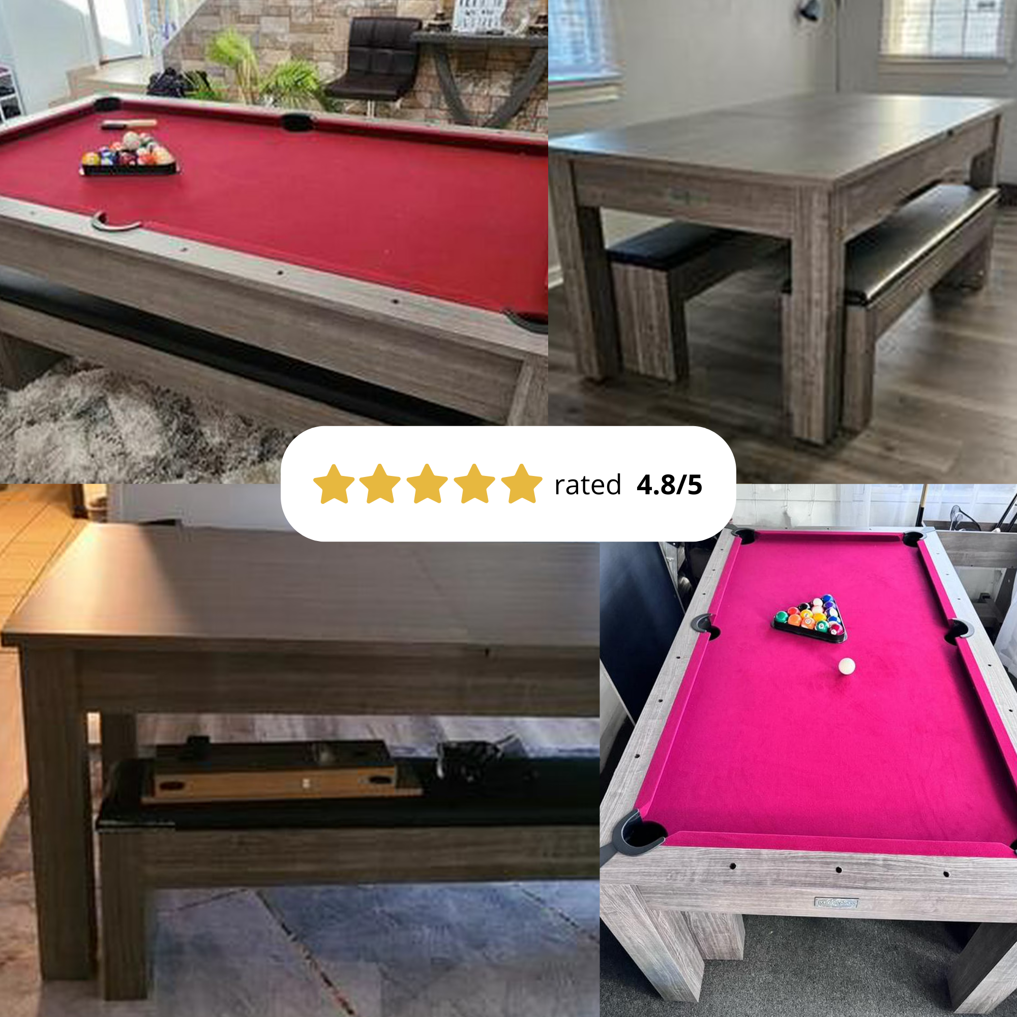 6 Ft 3 in 1 Pool Table with Table Tennis and Dining Table Conversion Top, Includes All Accessories, by